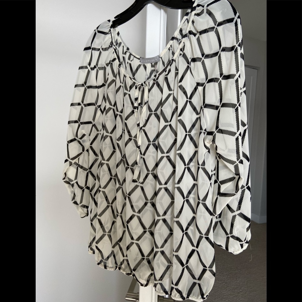 Olivia Moon Tie Front Peasant Blouse